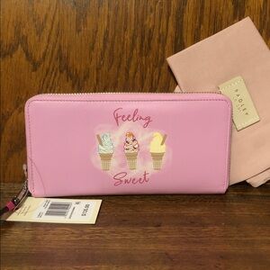 NWT-Radley London-Feeling Sweet-Ice Cream🍦Lg Zip Around Wallet-Sugar Pink-$135